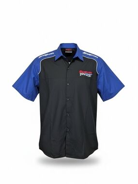 Snap Men's Black & Royal Blue Mechanic Short-Sleeve Work Shirt